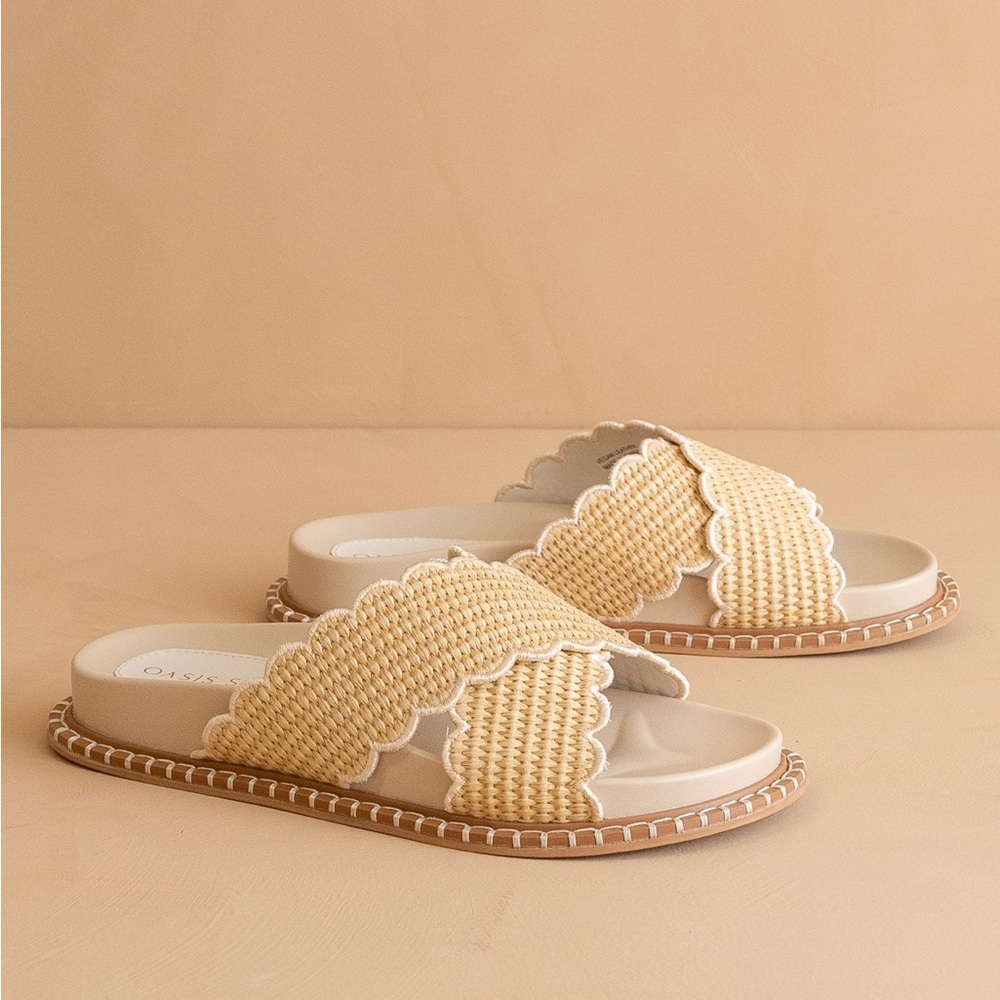 Oasis Cream Woven Slide Sandals